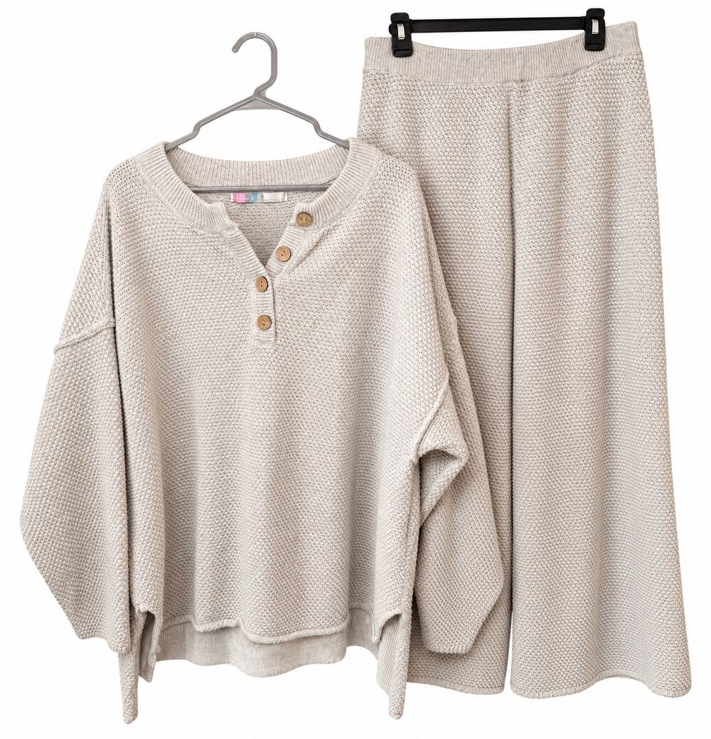 Free People Beach Hailee Sweater Set in a gorgeous light gray/oatmeal color.